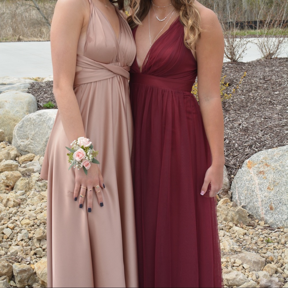 luxxel maroon full length dress